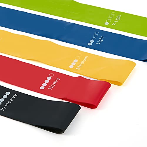 YIWINIAID Resistance Loop, 5 Pack Elastic Exercise Bands 5 Different Resistance Levels for Workout, Aerobic Exercise, Fitness with User Manual and Carry Bag.