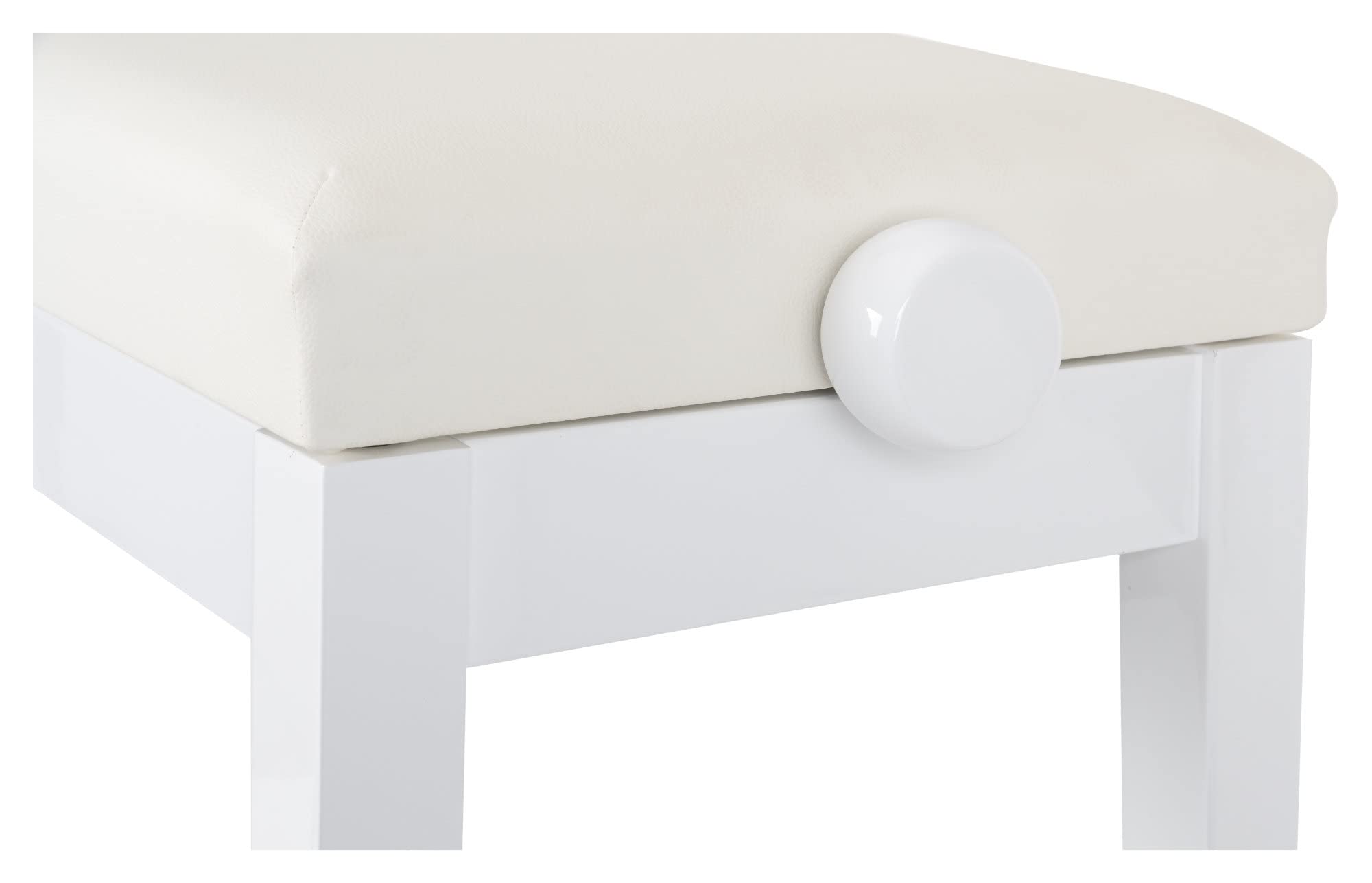 Classic Cantabile Pianobank Modell P - Weißes Polster aus Kunstleder - Höhenverstellbar von 48 bis 58 cm - 2-fache Kreuz-Mechanik - Massive Holzkonstruktion - Weiß Hochglanz