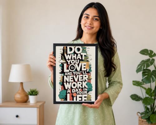 Image of Do What You Love Motivational Quote Wall Art Framed Print for Living Room, Office, Bedroom, 21x29 cm, Rectangular, Modern Decor