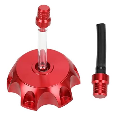 GREHUA Dirt Bike Gas Cap Cover with Vent Tube Compatible with 50cc 70cc 90cc 110cc 125cc SSR110 SSR125 Taotao DB10 DB14 SDG107 XPro YZ80 Kayo Pit Bike Motorized Bike Parts CNC Aluminum Red Cover