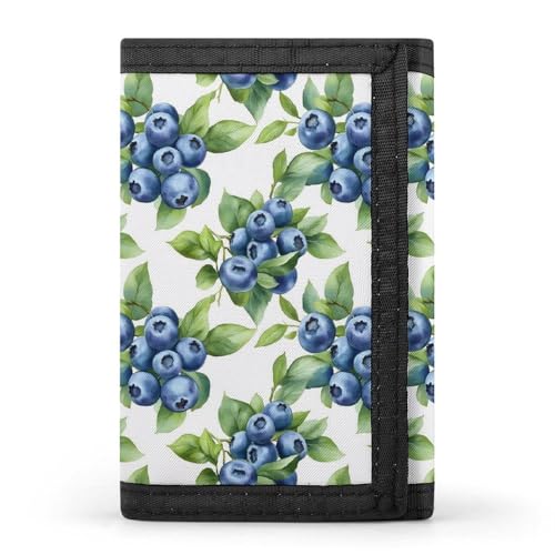 Simple Blueberries Print Wallet for Men, 8 Credit Card Holder Slim Minimalist Front Pocket Small Mens Bifold Wallets