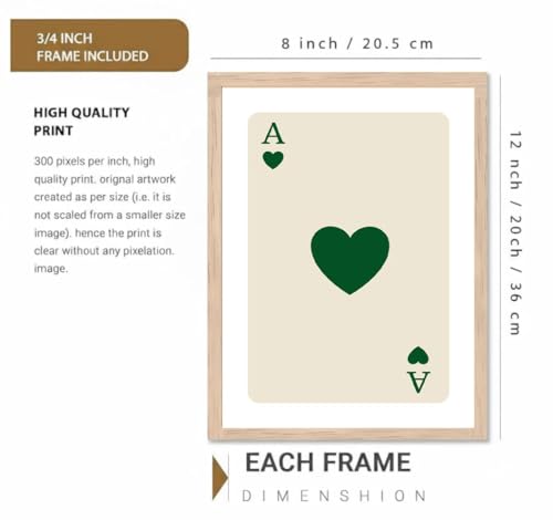 Image of BLINKART Playing Card Aesthetic Modern Art Walls With Frame | Natural Wood Texture | Living Room Bedroom Office Wall Decoration | Poster Home Decor Frames Wall Bedroom | 12x8 Inches (D230)