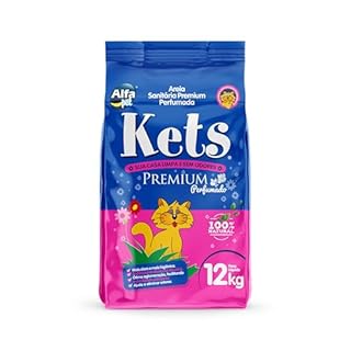 Areia Sanitária Premium Perfumada com Granulometreia Fina, Pacote de 12kg, Linha Kets, Alfapet.