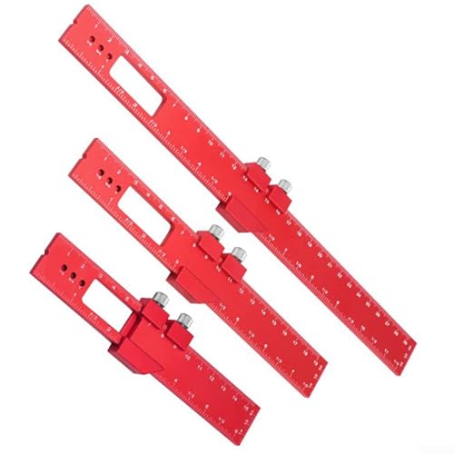 Juego de 3 reglas de marcado de aleación de aluminio con escalas métricas e imperiales para una medición precisa, agujeros de soporte para lápices, herramienta de marcado deslizante, regla de