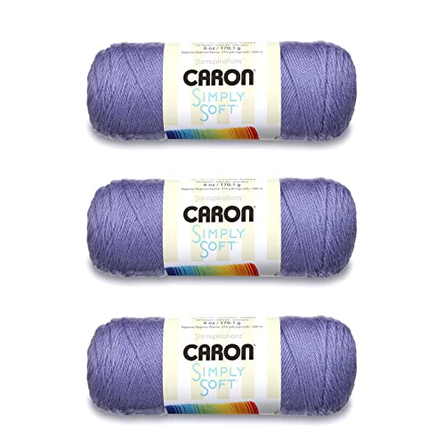 Image of Caron Simply Soft Lavender Blue Yarn - 3 Pack of 170g /6oz - Acrylic - 4 Medium (Worsted) - 315 Yards - Knitting /Crochet
