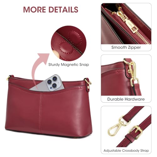 Image of Kattee Genuine Leather Crossbody Bags for Women Small Shoulder Purse Handbags with 2 Detachable Straps 6 Card Slots