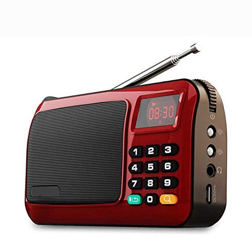 Preisvergleich Produktbild YHML Tragbare Mini-FM-Radio-Lautsprecher MP3-Musik-Player TF-Karte Mit LED-Display Und Taschenlampe Ausleuchtlampe,Rot