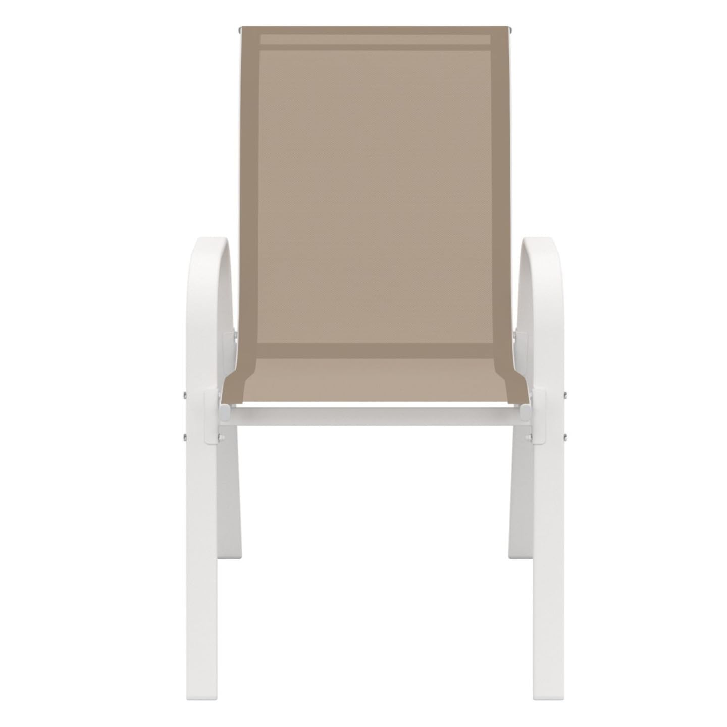 IDMarket - Juego de 4 sillas apilables de jardín LYMA de metal y textileno en blanco y beige