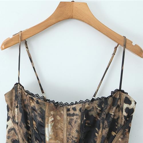 Corsé de satén con diseño calado en la espalda y estampado de leopardo 4
