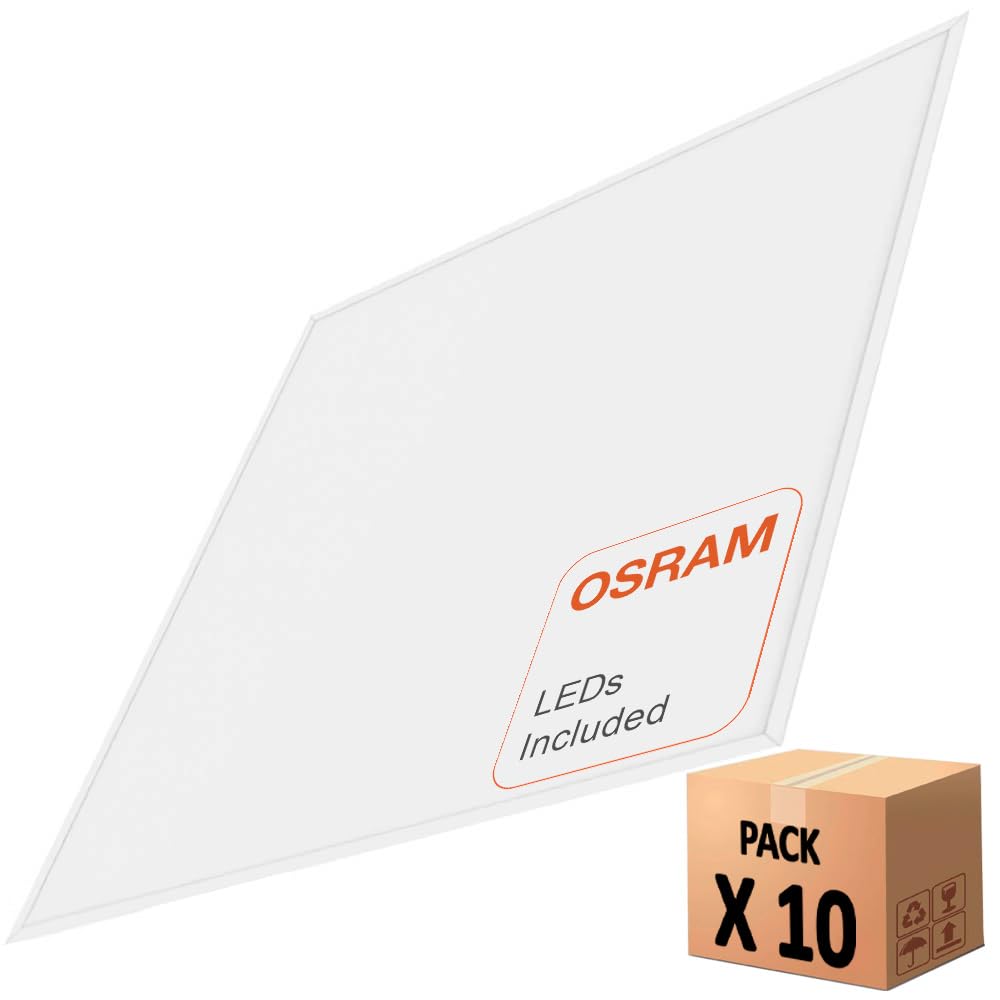 FactorLED Pack x10 Panel LED Slim 60x60cm 48W, Premium Line, NO FLICK, 5280 lúmenes, Drivers Multivatios, Paneles Backlit, IP20, Luz Natural 4000K