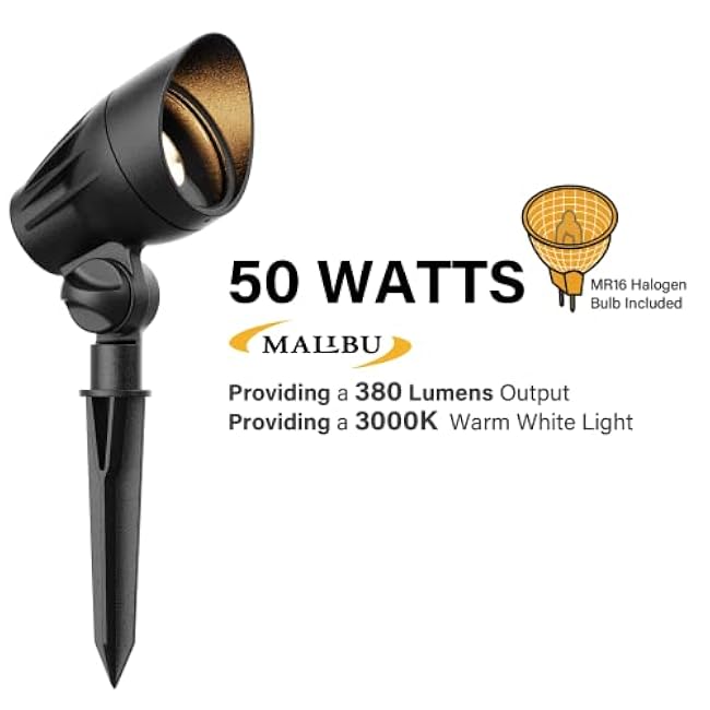 Malibu 50 Watt Floodlight Landscape Lights Outdoor Spotlight Path Light 8301-9601-01