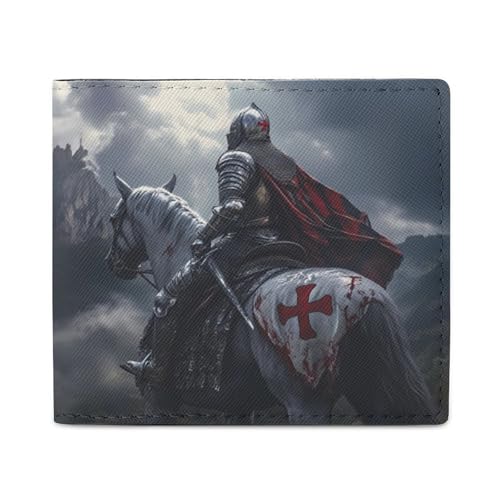 Knight Templar Bifold Wallet RFID Blocking Slim Credit Card Holder with with ID Window for Men Women