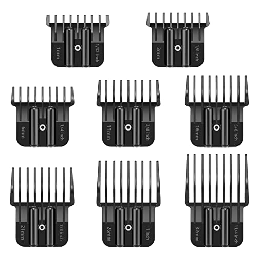 Image of 8 Pack Premium Trimmer Guards Fit for BaBylissPRO Barberology FX787 & FX726 Trimmer, Replacement Guards with Metal Spring Clip - From 1 /32-5 /4 inch Snap on Blade Attachment Combs Set