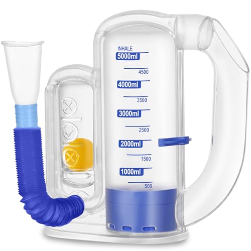 Incentive Spirometer Adult, Flutter Breathing Exercise Device for Lungs, 5000ml Capacity,...