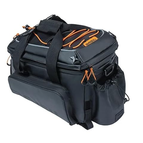 Basil Miles XL PRO, Borsa Portapacchi Unisex-Adulti, Nero/Arancione, 9-36ltr