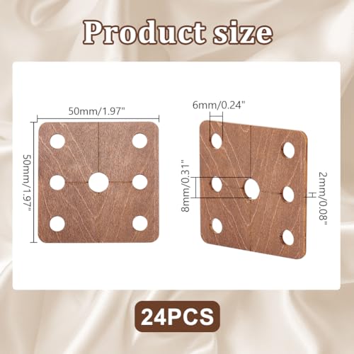 AHANDMAKER 24 Stück Quadratische Webkarten, 2x2 Zoll Holz-Webstuhlkarten, Handgefertigtes Webwerkzeug, Tablet-Webstuhl, Holz-Tablet-Webstuhlkarten, Holzwerkzeug Für Strick-Webstuhlzubehör, gelb-braun