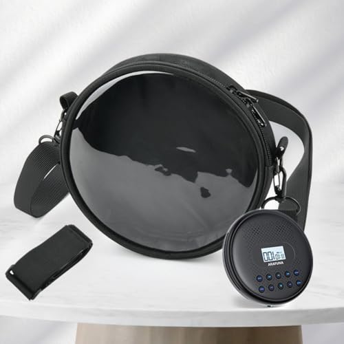 Opatiny Sacoche pour lecteur CD avec bandoulière réglable et bande de taille, fenêtre transparente, noir