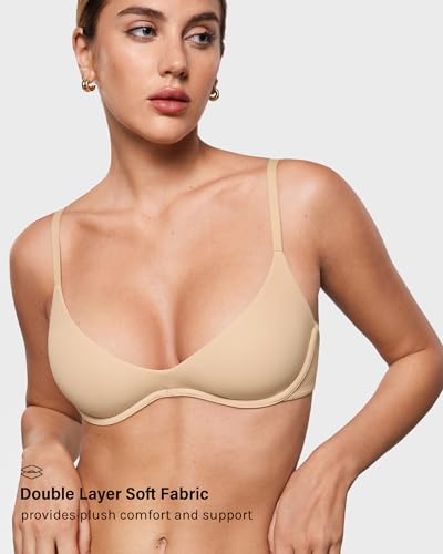 Image of INLYRIC Women's Inbarely Plus Plunge Bra - Unlined Underwire Sexy Demi Balconette Bras