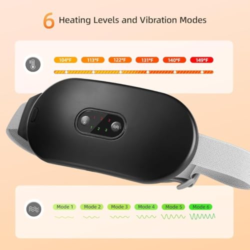 Image of KOT Heating Pads for Cramps, Period Cramp Massager Portable Cordless Heating Pad with 6 Heat Levels and 6 Massage Modes, Heating Pad for Back Pain Relief Menstrual Heating Pads, Black (PAD-BLCK)