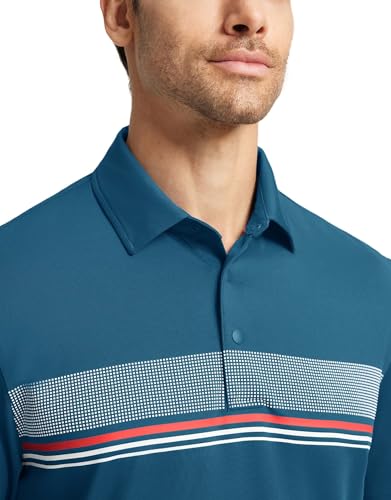 Camiseta polo para hombre M MAELREG, manga corta, con estampado en el pecho y diseño de rayas, tejido transpirable y ajuste seco miniatura 5