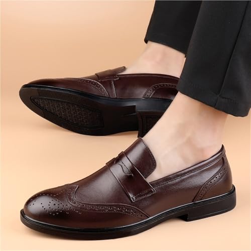 Mens Loafers Suede Vamp Uniform Office Round Toe Solid Color Casual Slip Resistant Low Top Rubber Sole Non Slip Dress Slip-on2