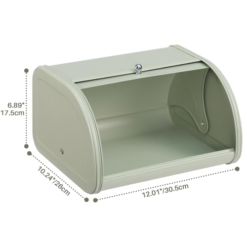 HollyHOME Bread Bin with Stainless Steel Body Metal Bread Bins for Kitchen Bread Storage Containers with Roll Up Easy Storage Bread Box Holder Lid,Sage Green - Cosy Home Interiors HollyHOME Bread Bin with Stainless Steel Body Metal Bread Bins for Kitchen Bread Storage Containers with Roll Up Easy Storage Bread Box Holder Lid,Sage Green - Image 3