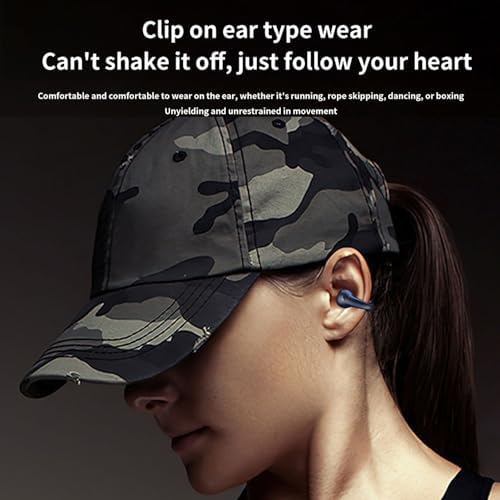 Image of Open-Ear Wireless Headphones Bluetooth Clip On Mini Earbuds Charging Case Ear Buds Sports Bone Conduction Headphones Earphones for Workout Driving Walking (Black)