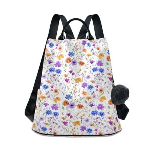 Sac à dos femme imprimé violet : sac de voyage antivol et sac à main décontracté