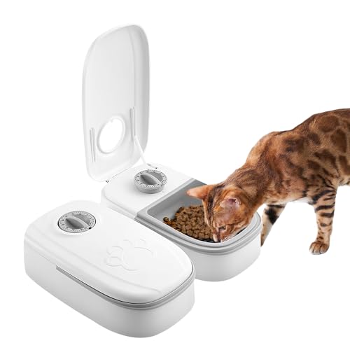 Mangiatoia automatica per animali domestici a 2 pasti, con timer, dispenser di cibo secco e umido, dispenser di cibo per gatti da 700 ml, timer 48 ore, lavabile in lavastoviglie, per gatti e cani di