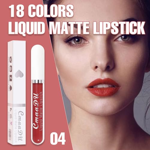 Image of evpct 1Pcs Orange Red Liquid Matte Lipstick Lipgloss Set for Women, labiales mate 24 horas originales matte larga duracion 24 Hour Lipstick Lip Stains Long Lasting Waterproof 24, 04#