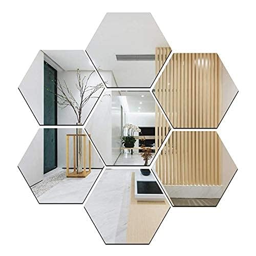 GLOWICK Hexagon 12 Silver Mirror for Wall, Acrylic Mirror, Acrylic Mirror Wall Decor, Wall Mirror, Wall Stickers (1 Set of 12Pcs)-image-14