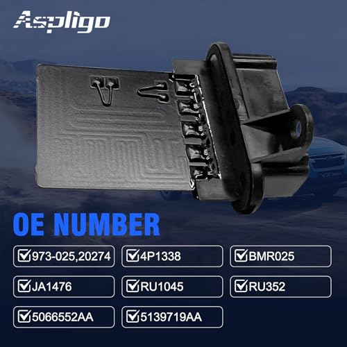 Aspligo RU352 AC Blower Motor Resistor Fit for Jeep KJ Series Liberty 2002-2007, TJ Series Wrangler 2002-2006, TJ 2002-2006, 973-025, 973025, 5066552AA, 5139719AA, 05139719AA,RU352, 4P1338, BMR32 by Aspligo - Image 4