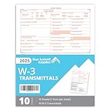 W3 Transmittal Tax Forms, 10 Form W-3 Summary Laser Forms for Transmittal of Wage and Tax Statements, W-3 Forms (2019) Designed for QuickBooks and Accounting Software, 10 Pack