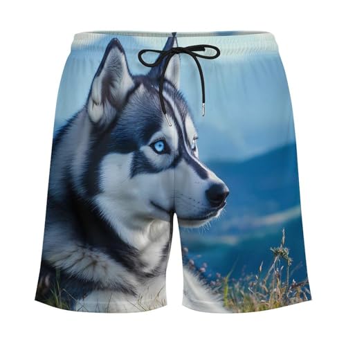 Alaskan Husky Print Mens Swim Trunks with Quick-Drying Lining Beach Shorts for Outdoor Sports3