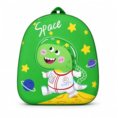 Mochila Infantil 3D Unicórnio e Dinossauro Escolar com Zíper para Escola e Passeio Verde Dinossauro