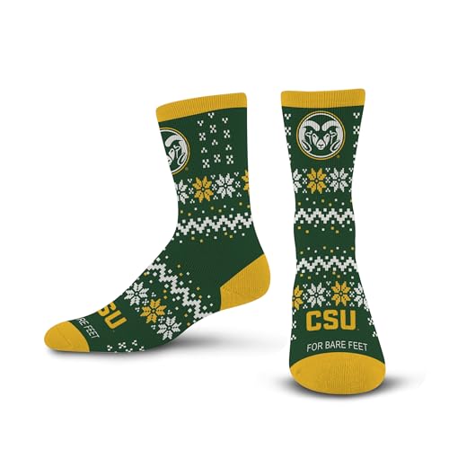 For Bare Feet NCAA COLORADO STATE RAMS Team Sweater Crew Sock Team Color LARGE