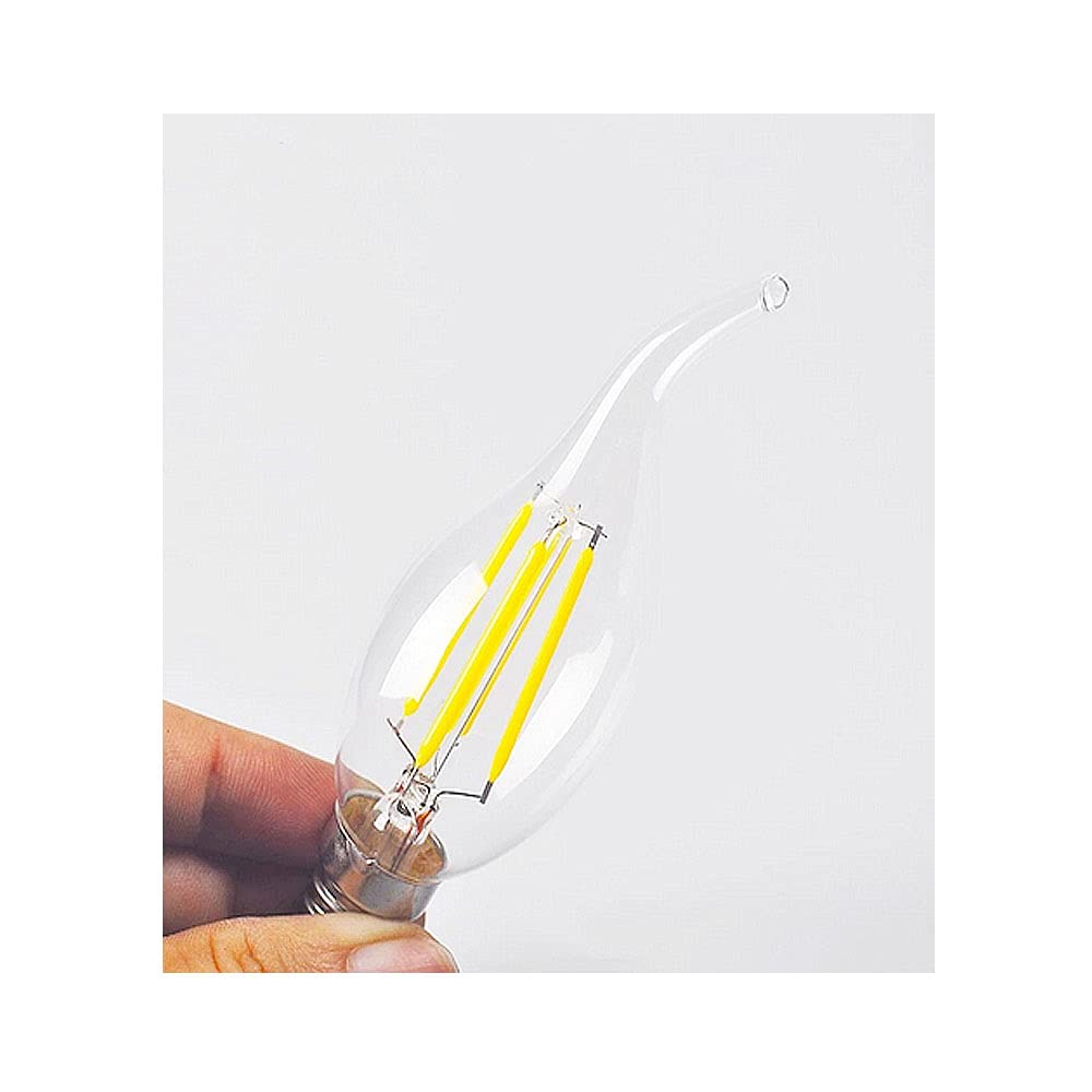 20 Paquetes de Bombilla de Vela LED E14 de 4W(Equivalente a 40W) Bombilla de Filamento LED C35 No Regulable de 400LM,Lámpara de Candelabro de Ahorro de Energía Vintage Blanco Frío de 6500K