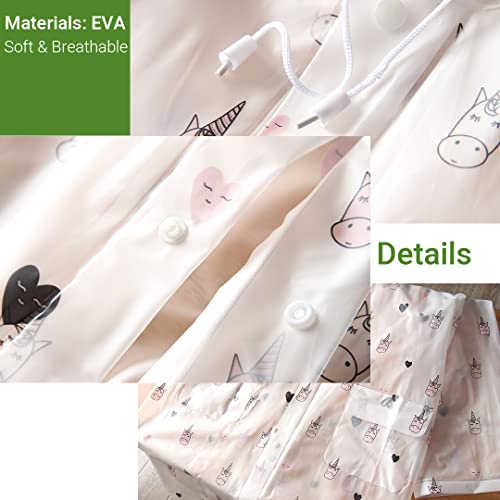 Fashion Avocado/Unicorn Raincoat for Adult,Reusable Rain Coats Ponchos with Pockets & Hood for Teens Girls/Boys3