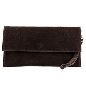 Modamoda T151/M151 Italiaanse clutch van suède/leer, metallic