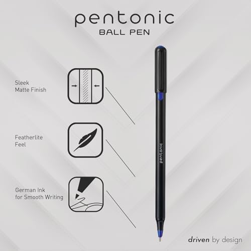 Pentonic Canetas esferográficas, 25 unidades, tinta preta, vermelha e azul, ponta fina de 0,7 mm, es