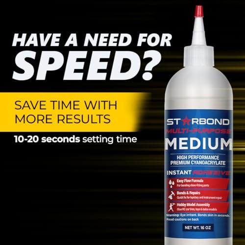 STARBOND EM-150 Medium, Premium CA - Super Glue Kit with Extra Bottles, Caps, and Microtips, 16 oz. (Bulk Size) (for Woodturning, Pen Turning, Lapidary, Acrylic Nails)