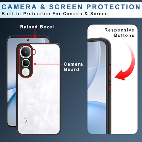 Image of CEDO Backcover for Vivo Y400 (5G) | Camera Protection Bump Shockproof Edge | Ultra Hybrid Transparent Acrylic Clear TPU+PC Hard Backcase Cover (Black)