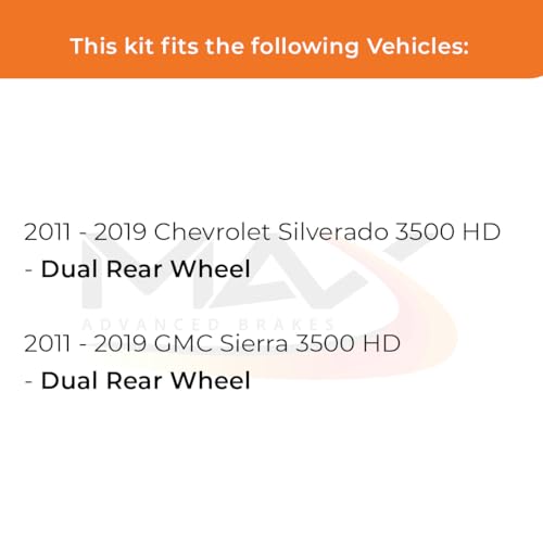Image of Max Advanced Brakes Front & Rear Brake Kit Compatible With 2011-19 Chevy Silverado Compatible With GMC Sierra 3500 HD Replacement Premium OE Disc Brake Rotors and Ceramic Brake Pads