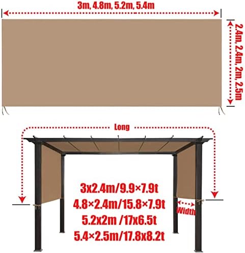 Waterproof Pink Pergola Canopy with 4 Straps - Universal Outdoor Shade Cover for Curved Pavilions 5.4x2.5m, Ideal for Gardens, Patios, and Backyard Relaxation