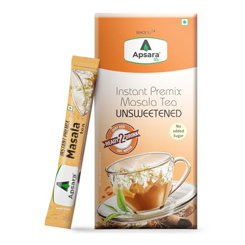 Image of APSARA Instant Tea Premix Unsweetened Masala Tea 10 Sachets | Ready To Drink Sugar Free Chai | Enriched with Ginger, Cardamom, Pepper, and Indian Spices, No Added Sugar Chai, On the Go Tea