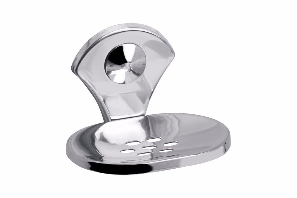 NY Enterprise Palatinum Chrome Finish Oval Shape Single Soap Dish Holder for Bathroom Sink Case Stand Unique Design Kitchen Multi-Purpose Accessories