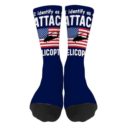 I Identifyy As An Attackk Helicopter Dress Socks For Men Veterans Day Casual For Mens Sock Knee High Tube Socks Fashionable Sock