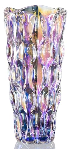 Duscdesp Florero de cristal, 24 cm, jarrón de cristal moderno, grande, nórdico alto, florero grande, tulipanes, floreros de cristal, decoración de boda, decoración de mesa, fiesta de inauguración de