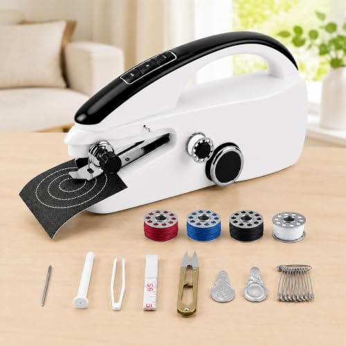 Handheld Sewing Machine, CINAMON Mini Sewing Machine for Beginners | Easy to Operate, Dual Power Supply, Quick Stitching, Suitable for Clothes, Fabrics, Home Repairs, Ideal for DIY, Mom's Gift