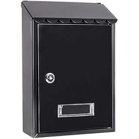 Jssmst Mailboxes Wall Mount with Key Lock – Small Metal Mailboxes Horizontal, 12.4 x 8.3 x 3.05 Inch, Black New Cover